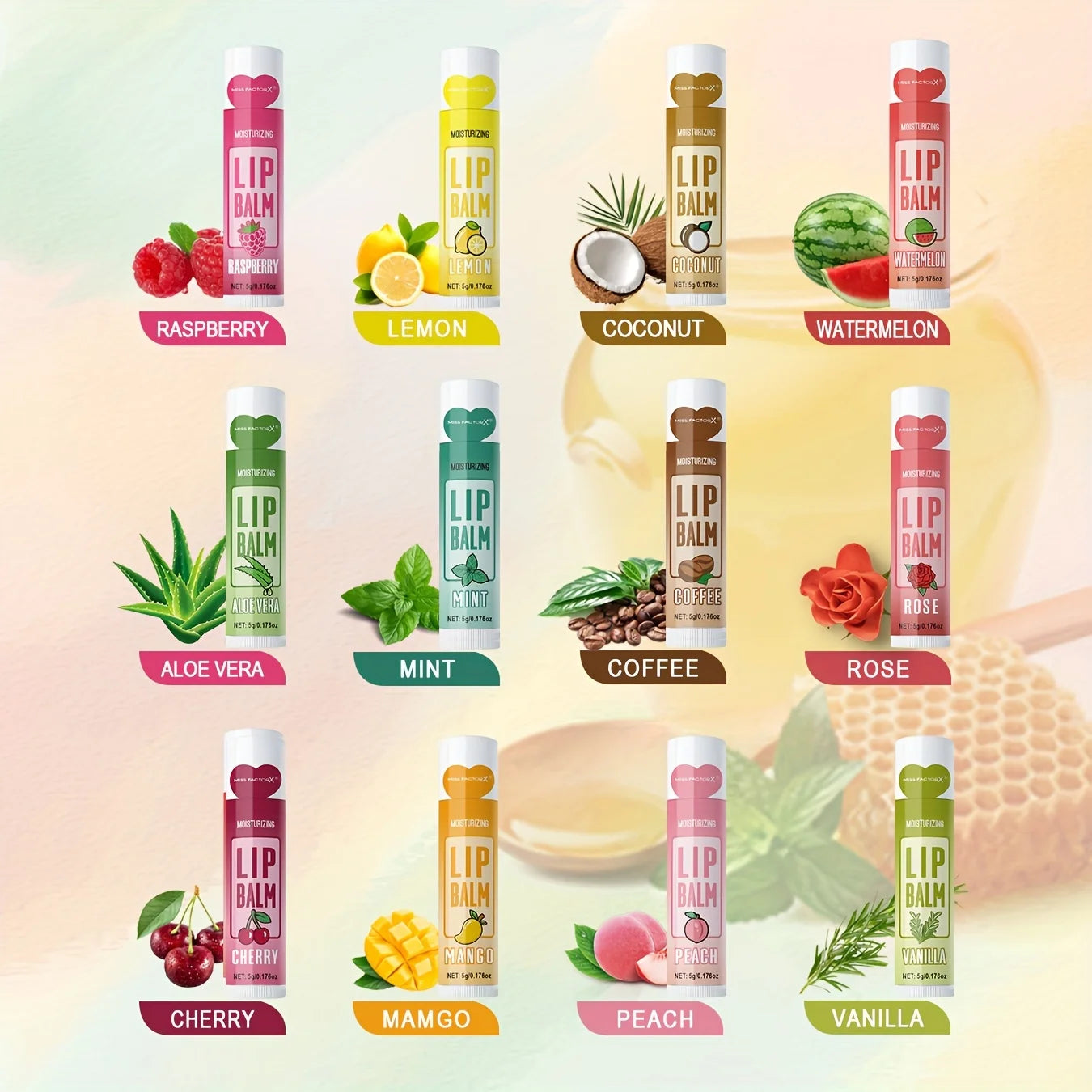 Fruity Bliss Lip Balm Set – 12 Unique Flavours