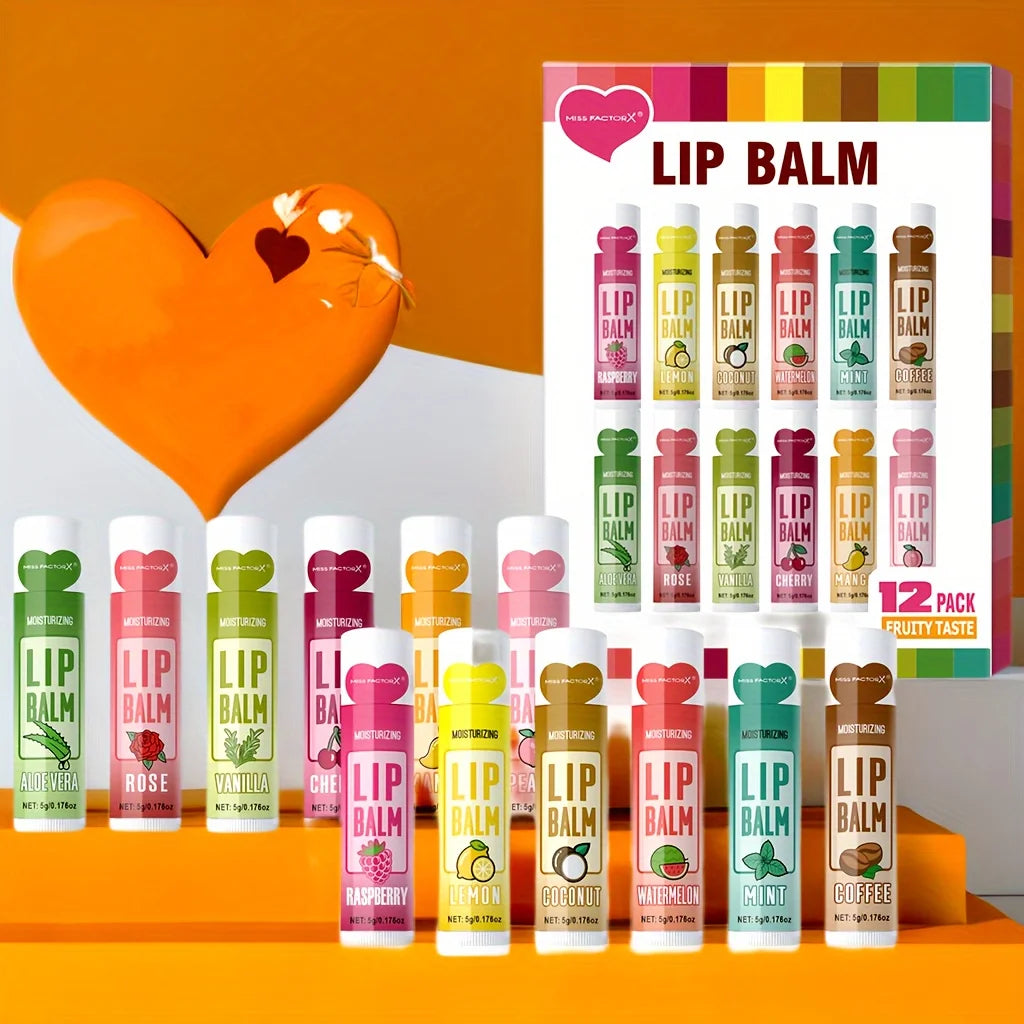 Fruity Bliss Lip Balm Set – 12 Unique Flavours