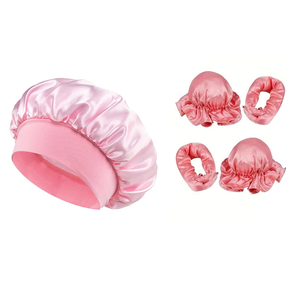No-Heat Hair Curler & Satin Sleep Cap Set