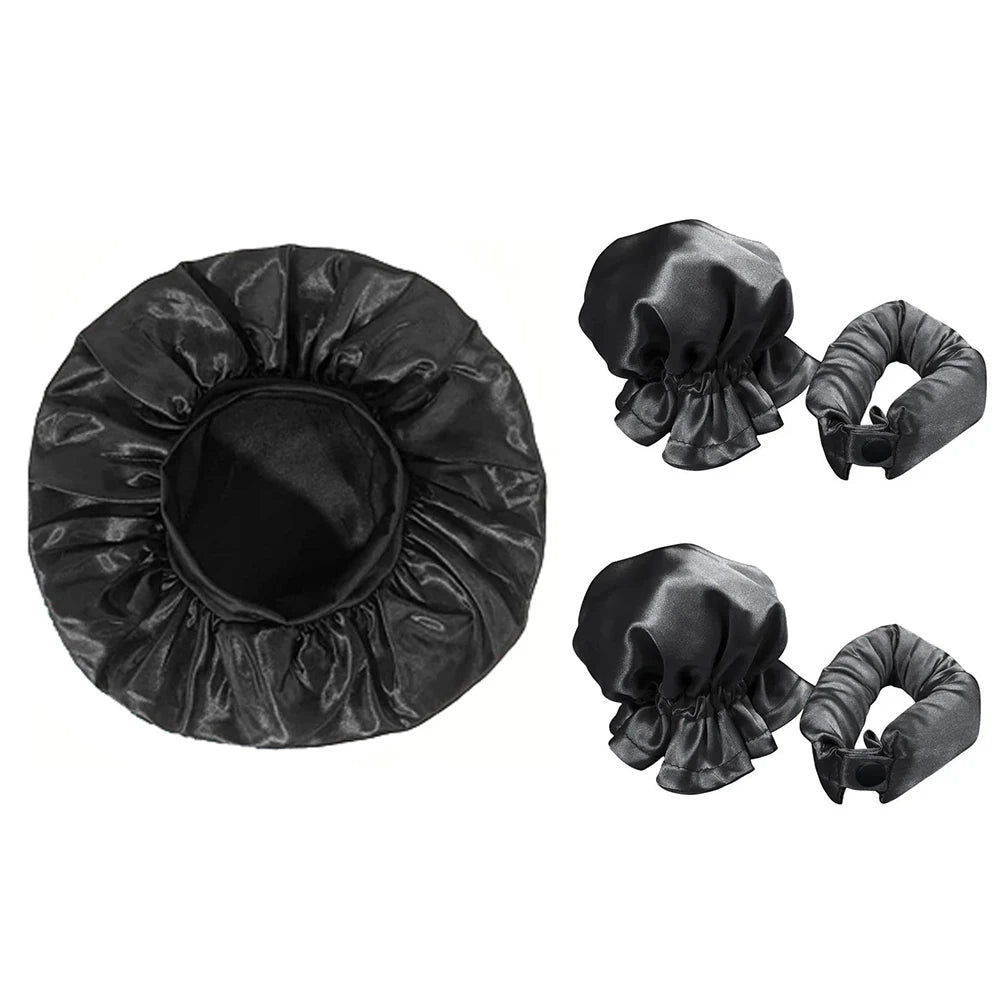 No-Heat Hair Curler & Satin Sleep Cap Set